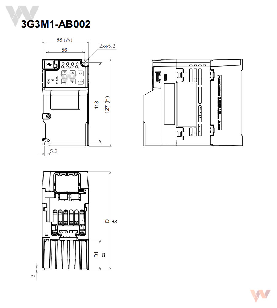 3G3M1-AB002 falownik Omron 3G3M1 0,2kW/230V